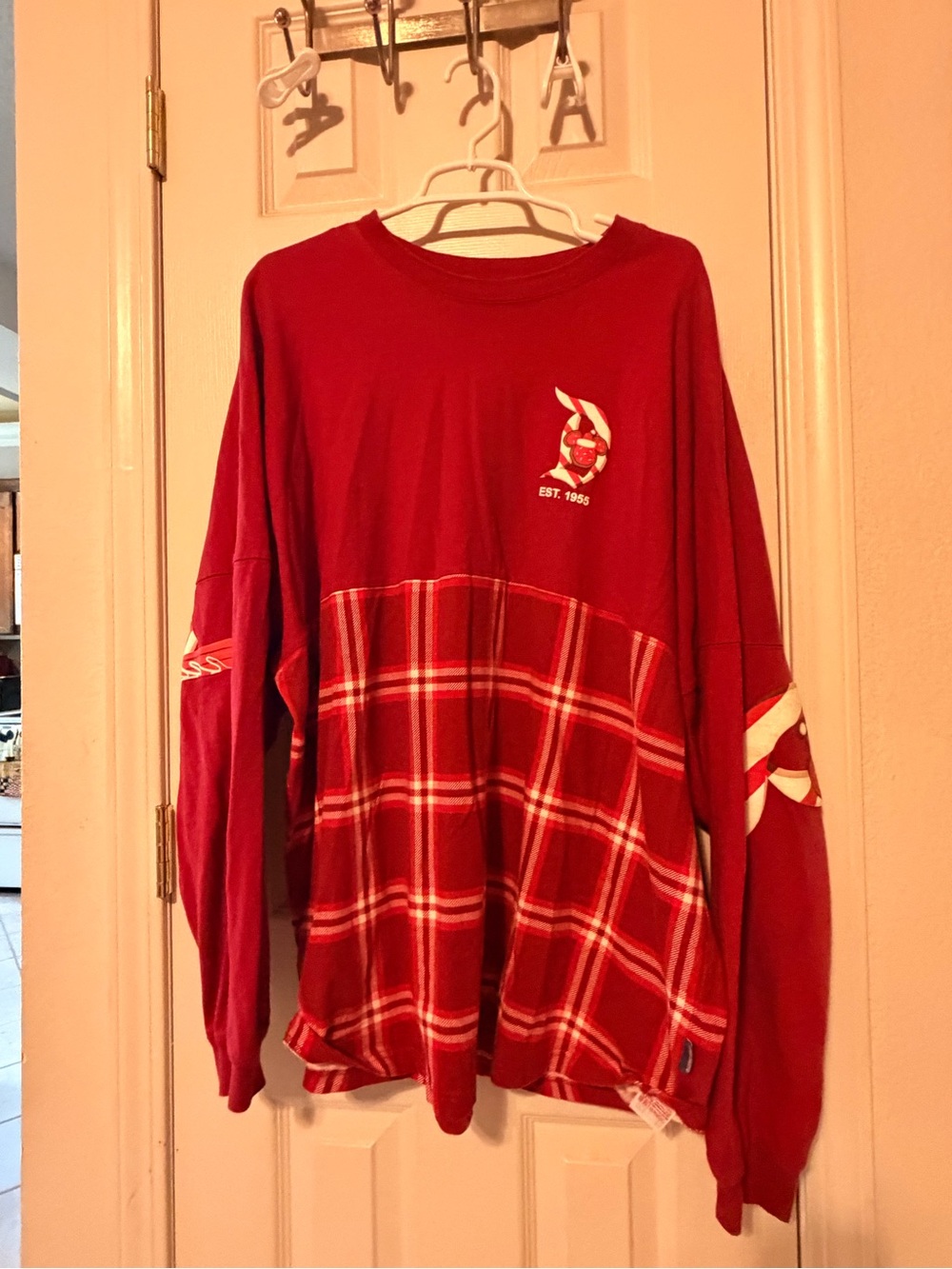 Disney Red Plaid Christmas spirit jersey Long Sleeve Sweater
